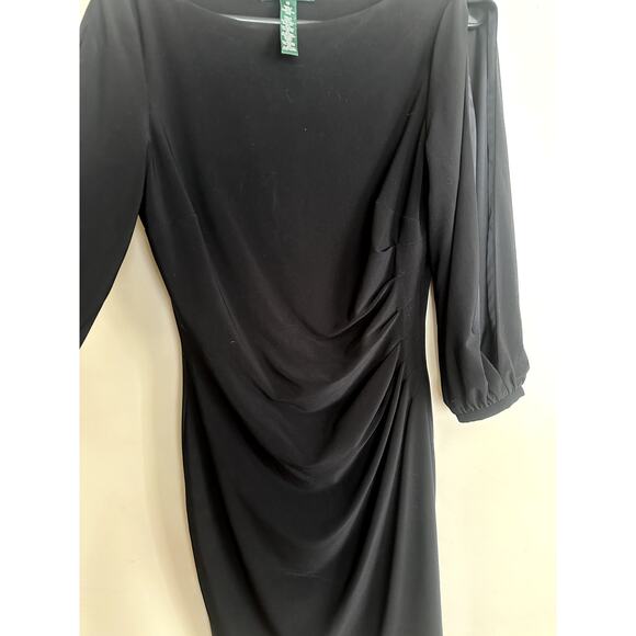 Lauren Ralph Lauren Black Ruched Dress – Size 10 - Picture 5 of 6
